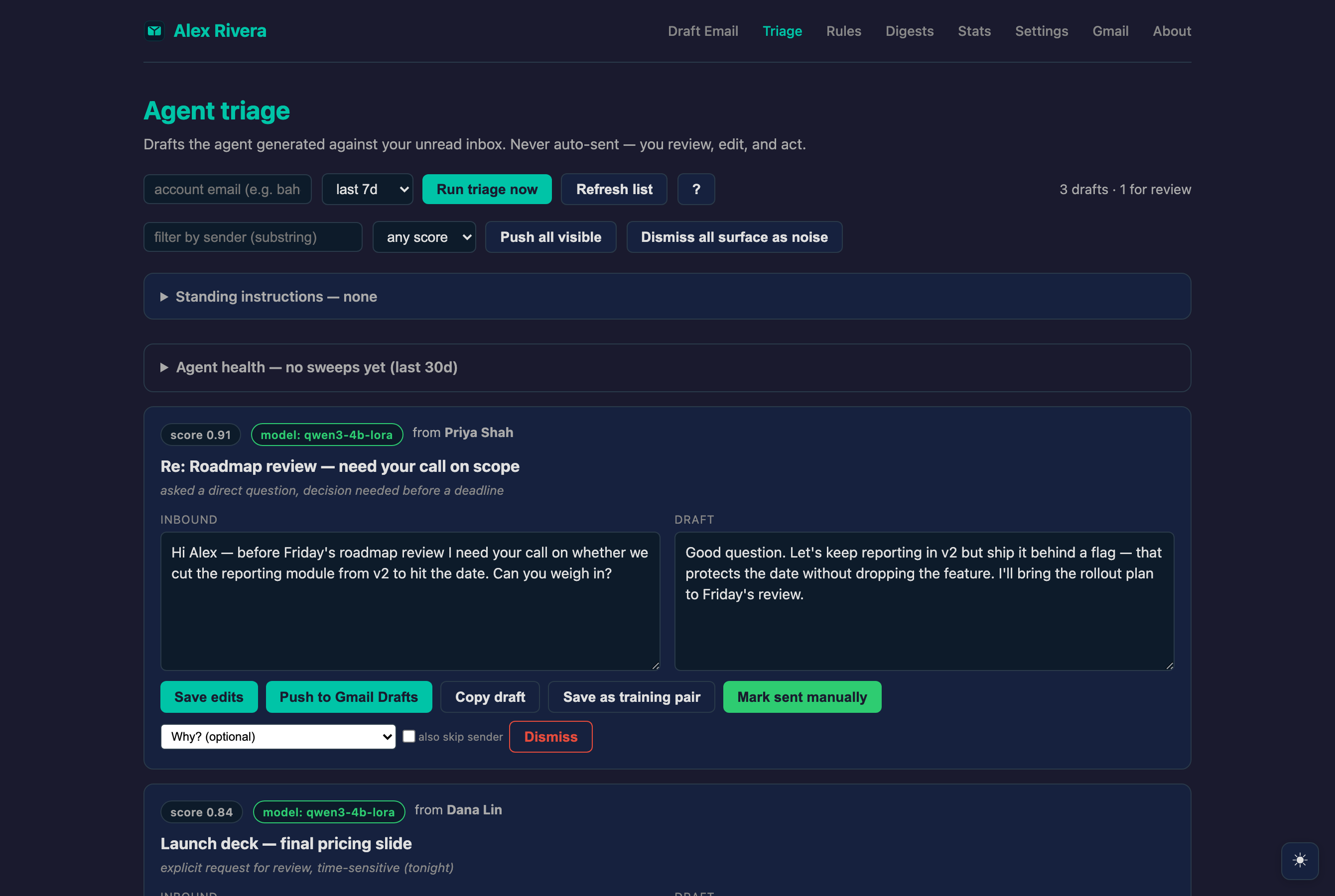 YouOS agent triage queue